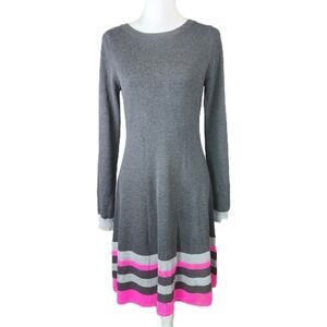 Jessica Howard A-Line Sweater Dress Womens Small Pink Black Knit Career Casual
